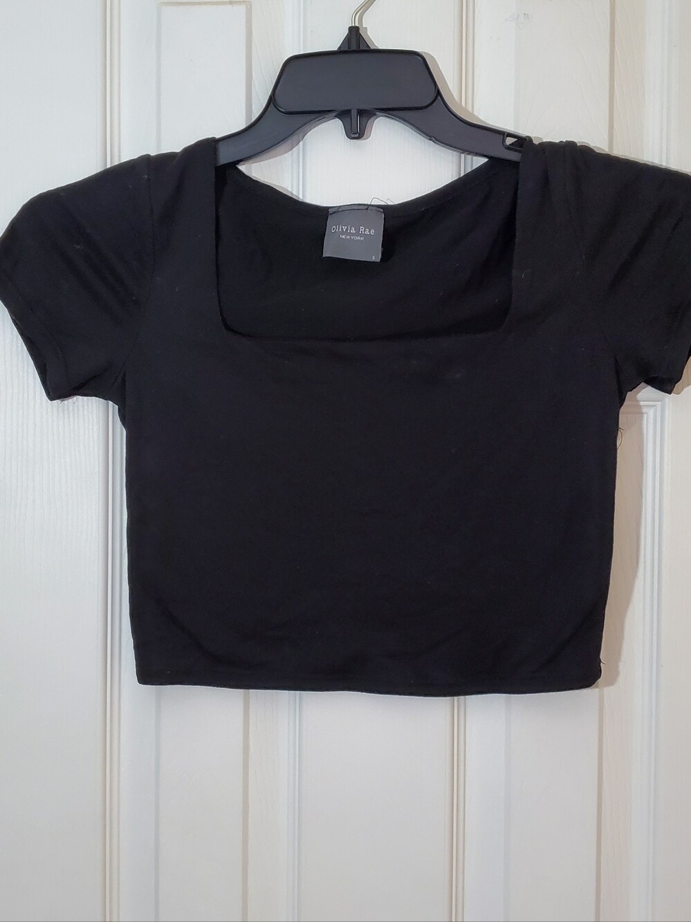 Olivia Rae Black Square-Neck Crop Top